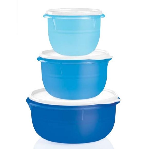 Tupperware Kitchen New Tupperware Mixing Bowl Set Of 3 Blue Poshmark